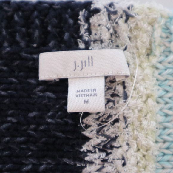 J Jill Size M Mixed Knit Top Heather Stripe Pullover Blue Gray - Picture 7 of 8